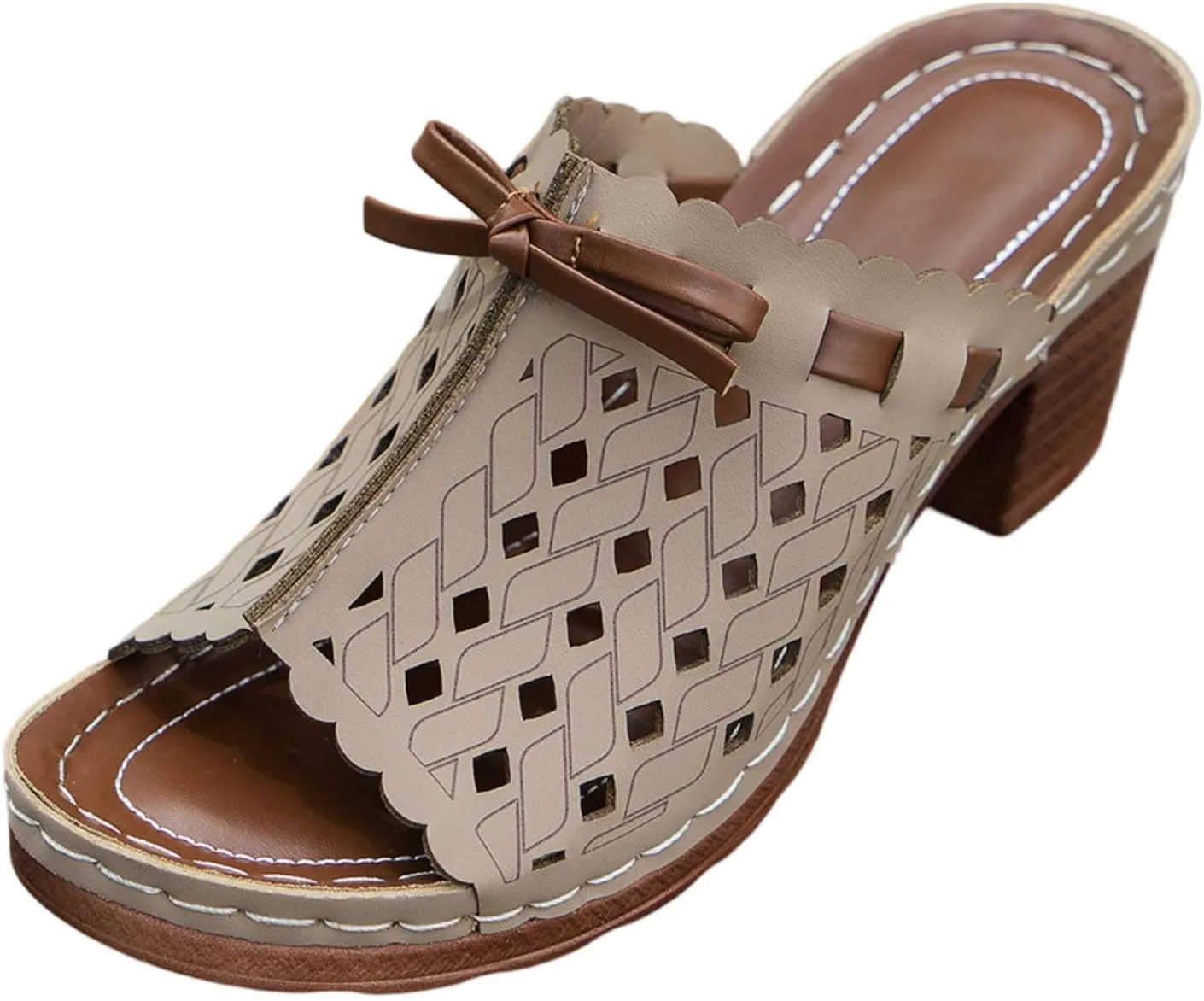 Womens Wedge Slippers with Arch Support Open Toe Hollow Out Platform Sandals Comfortable Dressy Arch Support Low Heel Breathable Shoes