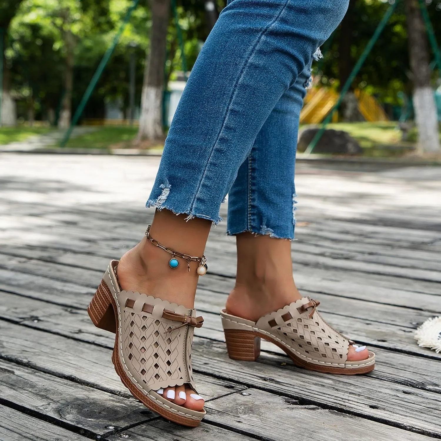 Womens Wedge Slippers with Arch Support Open Toe Hollow Out Platform Sandals Comfortable Dressy Arch Support Low Heel Breathable Shoes