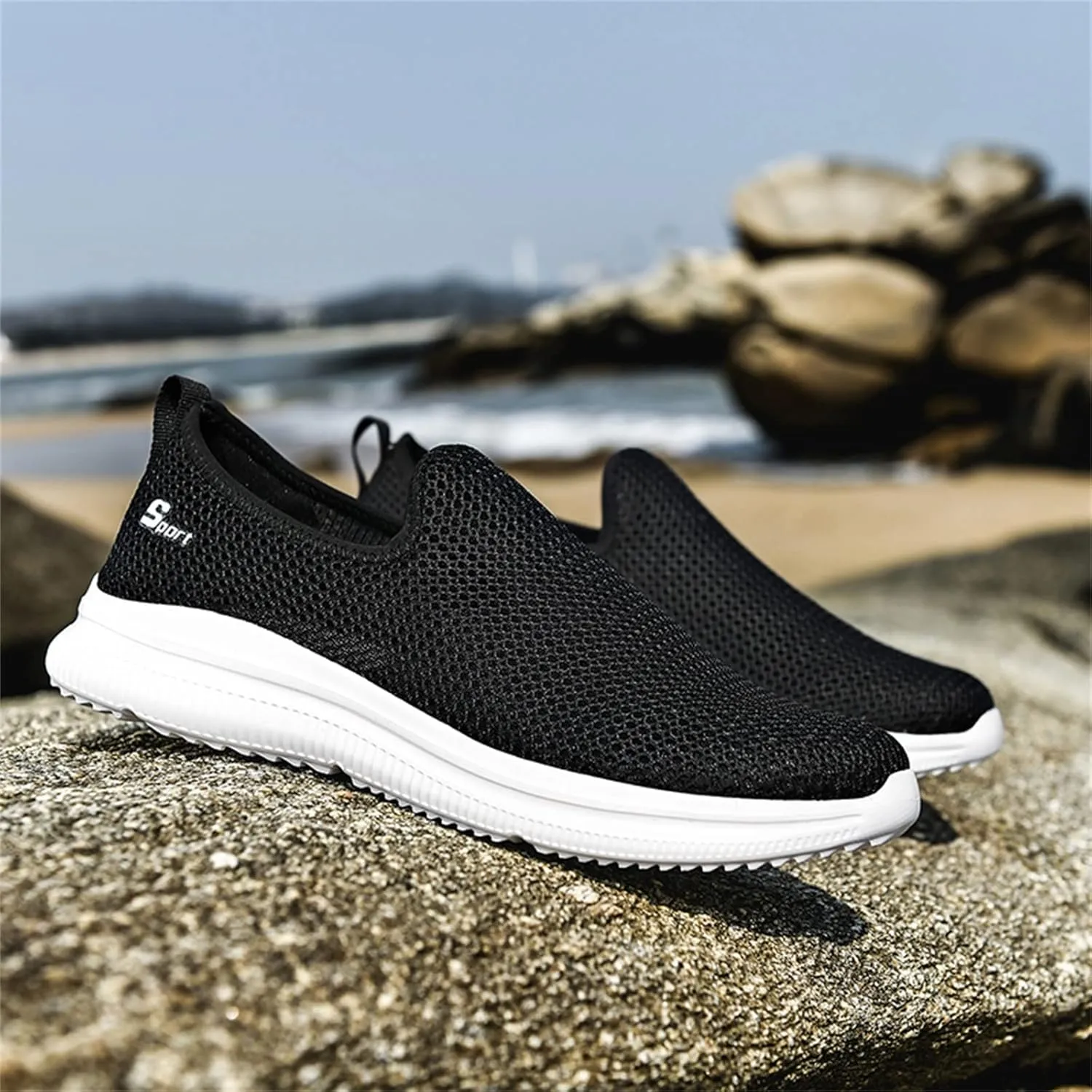 Womens White Tennis Shoes Slip On Sneakers Men Wide Width Tennis Shoes Men Round Toe Slip On Casual Women's Loafers & Slip-Ons Platform Sneakers for Women Black