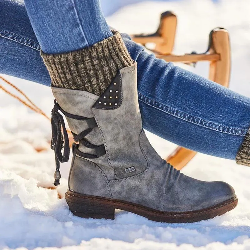 Women‘s Winter Warm Back Lace Up Snow Boots