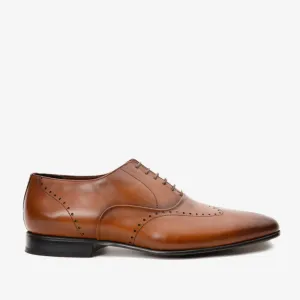 The Roma Tan Leather Wingtip Oxford Men Shoe Cross Floor Shift Long