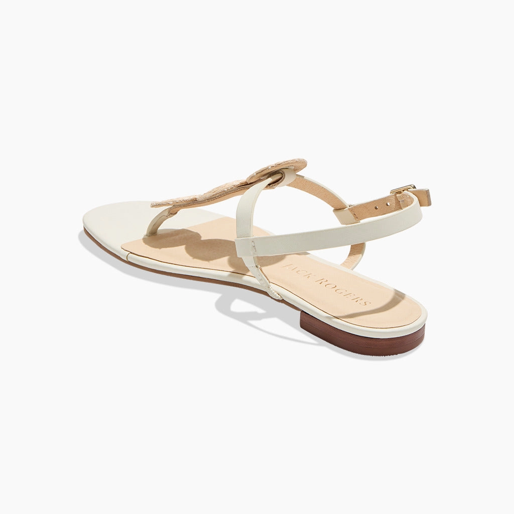 Suede Worth Raffia Flat Sandal