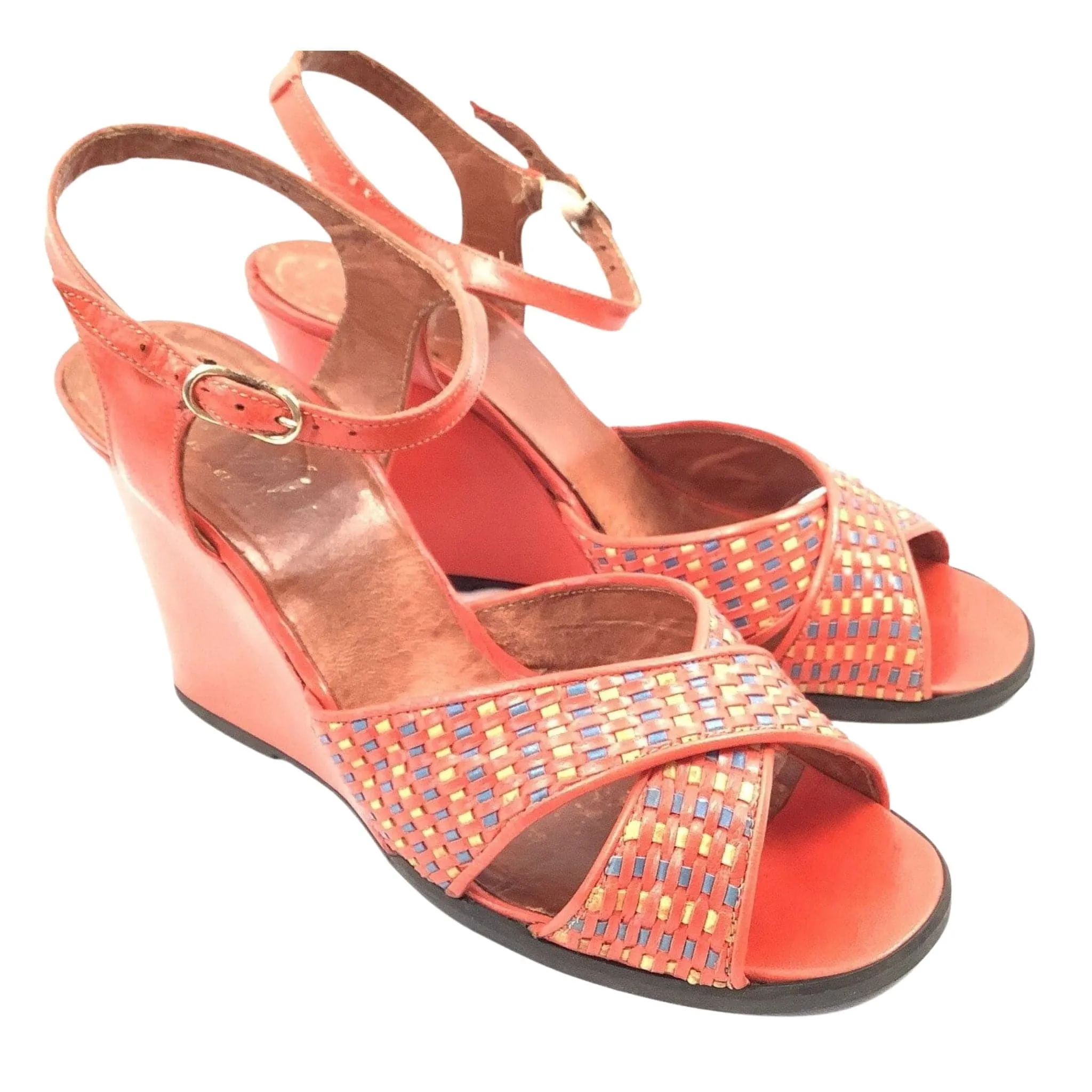 Woven Leather Wedges