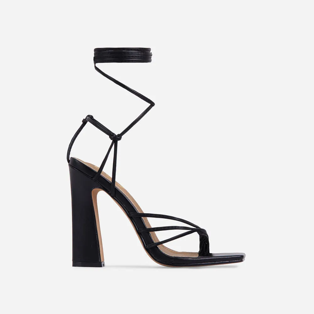 Wrap-party By Lemonade Strappy lace up square toe block heel sandals