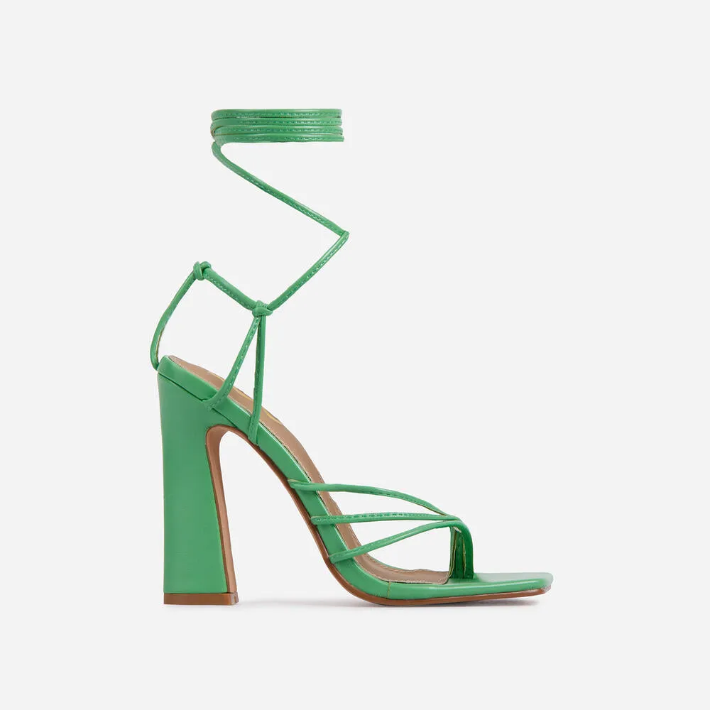 Wrap-party By Lemonade Strappy lace up square toe block heel sandals