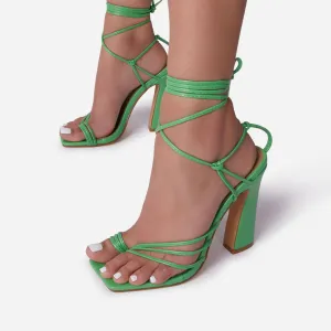 Wrap-party By Lemonade Strappy lace up square toe block heel sandals
