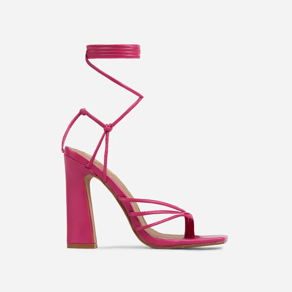 Wrap-party By Lemonade Strappy lace up square toe block heel sandals