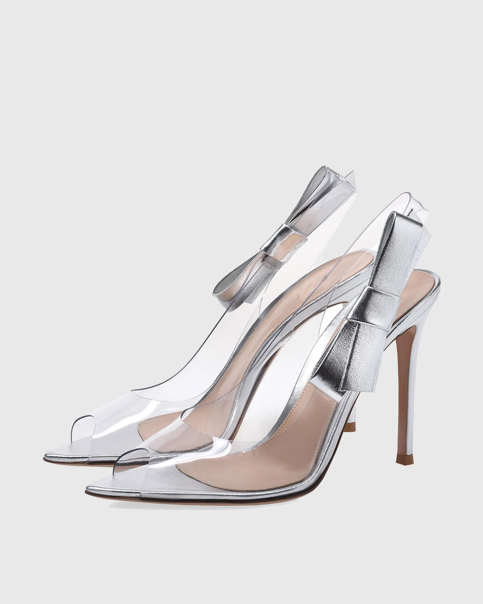Yahaira Bow Slingback PVC Sandals In Silver