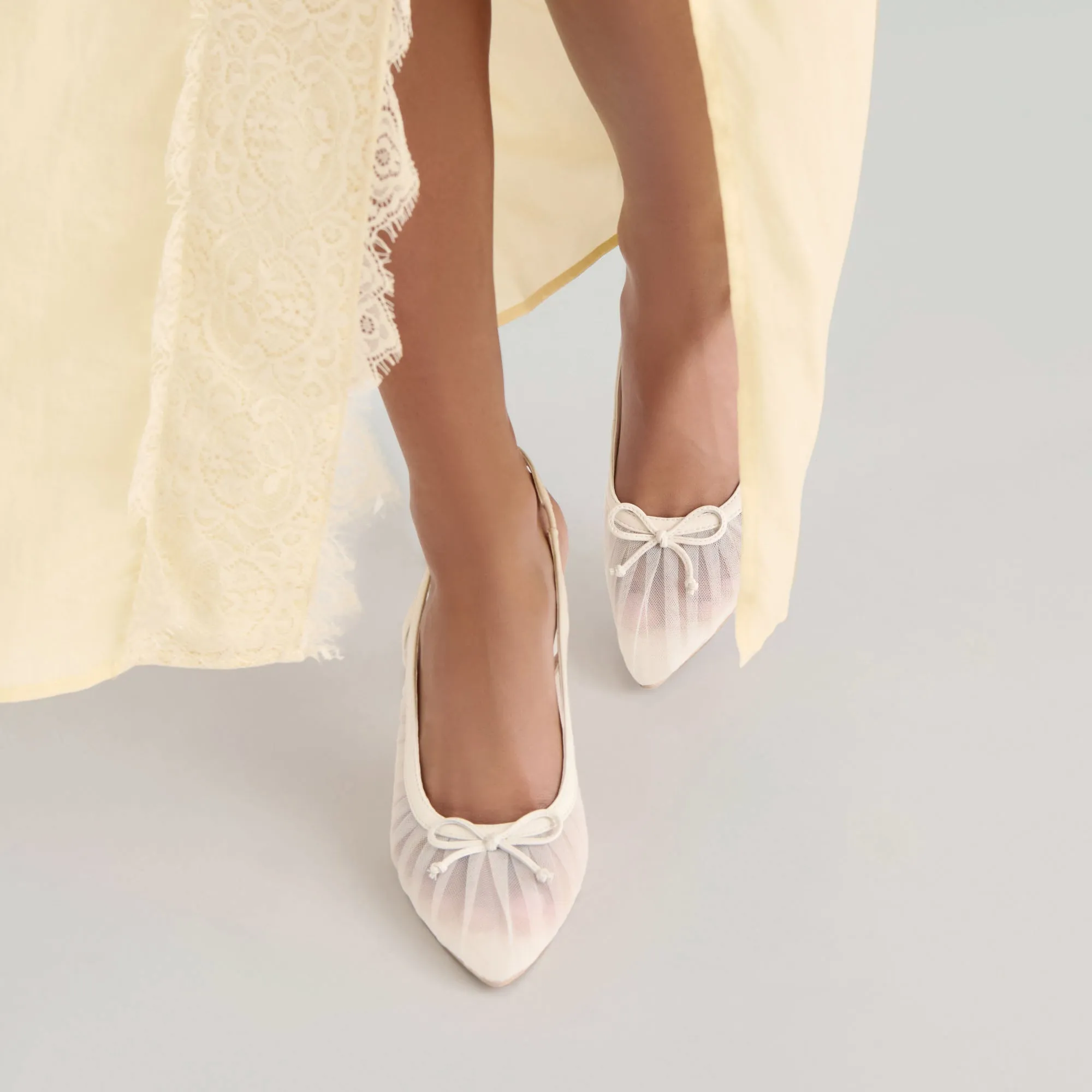 YELA HEELS WHITE TULLE Bold Vibe City Walk