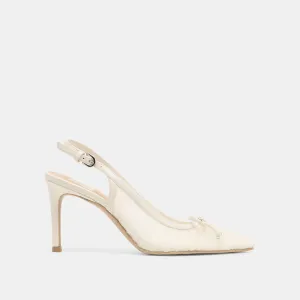 Polished Look Casual Wear YELA HEELS WHITE TULLE