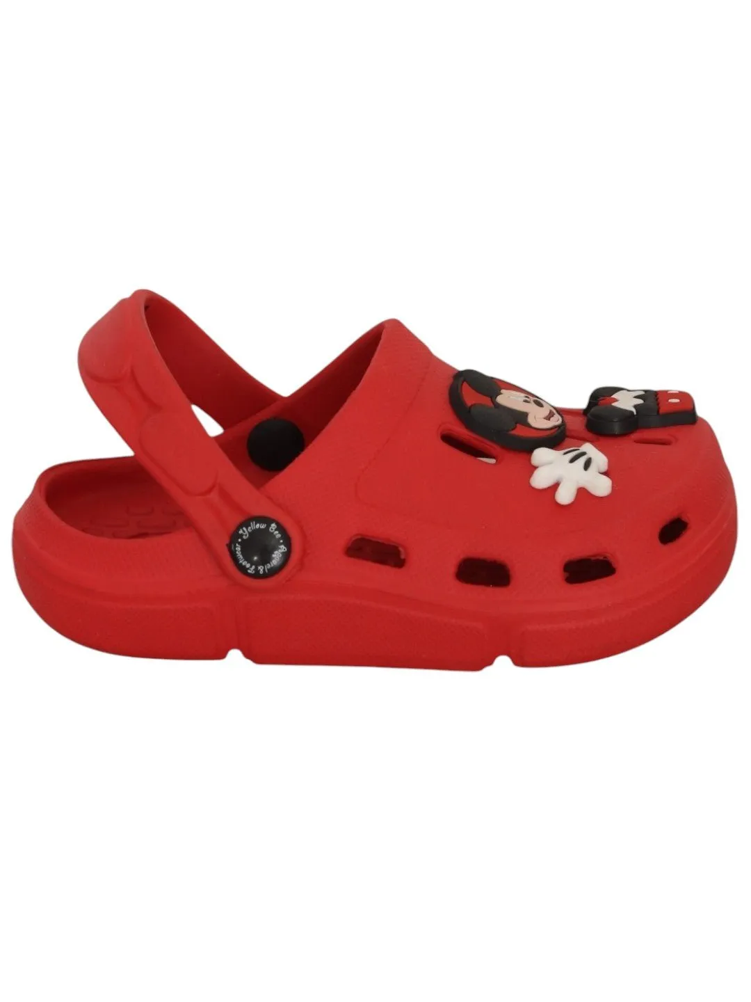 Yellow Bee Boys’ Disney Mickey Mouse Clogs with Gloves & Cupcake Charms – Red