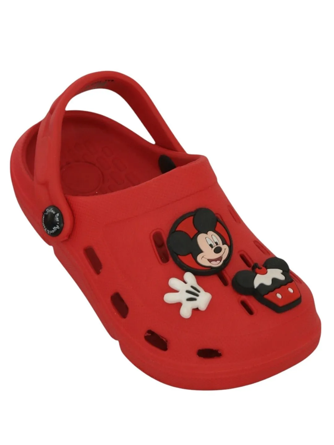 Yellow Bee Boys’ Disney Mickey Mouse Clogs with Gloves & Cupcake Charms – Red