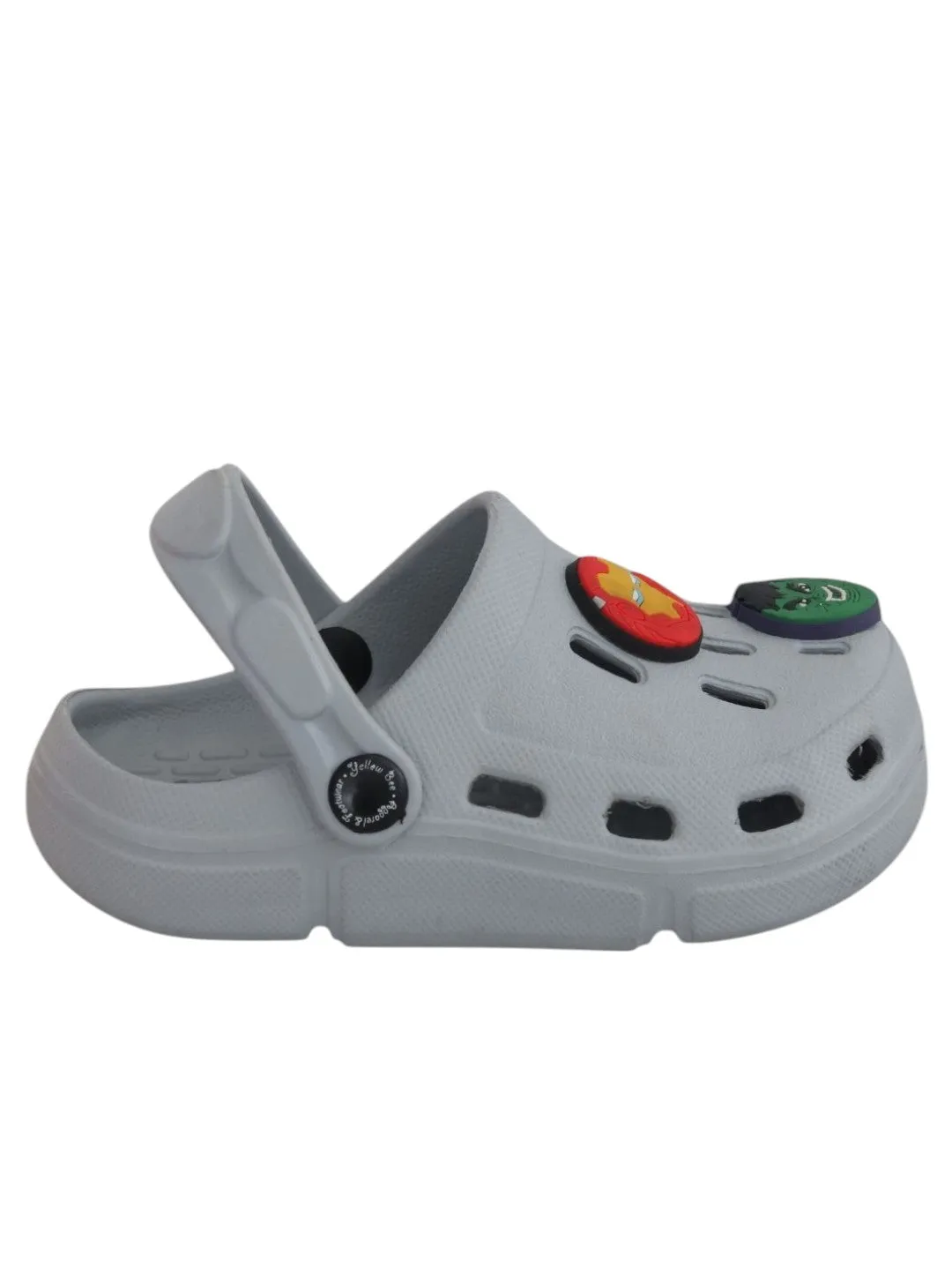 Yellow Bee Boys’ Marvel Avengers Clogs with Iron Man, Hulk & Captain America Charms– Grey