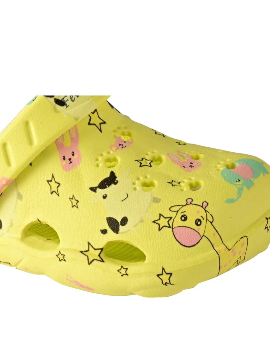 Yellow Cartoon Animal-Themed Clogs For Boys