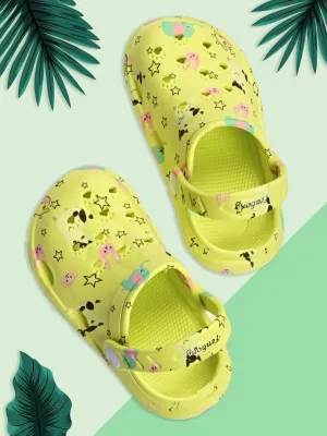 Yellow Cartoon Animal-Themed Clogs For Boys