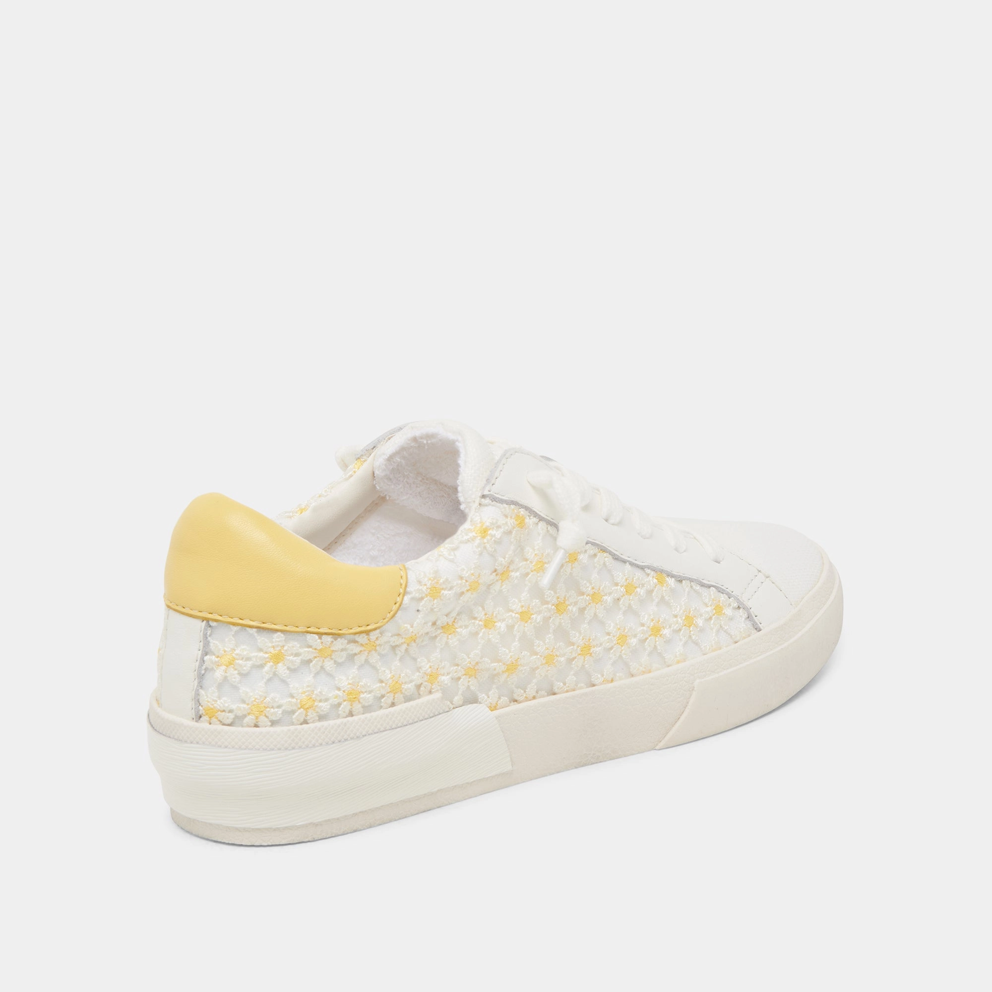 ZINA FLORAL SNEAKERS WHITE YELLOW FLORAL MESH Athletic Purpose Hypoallergenic Liner