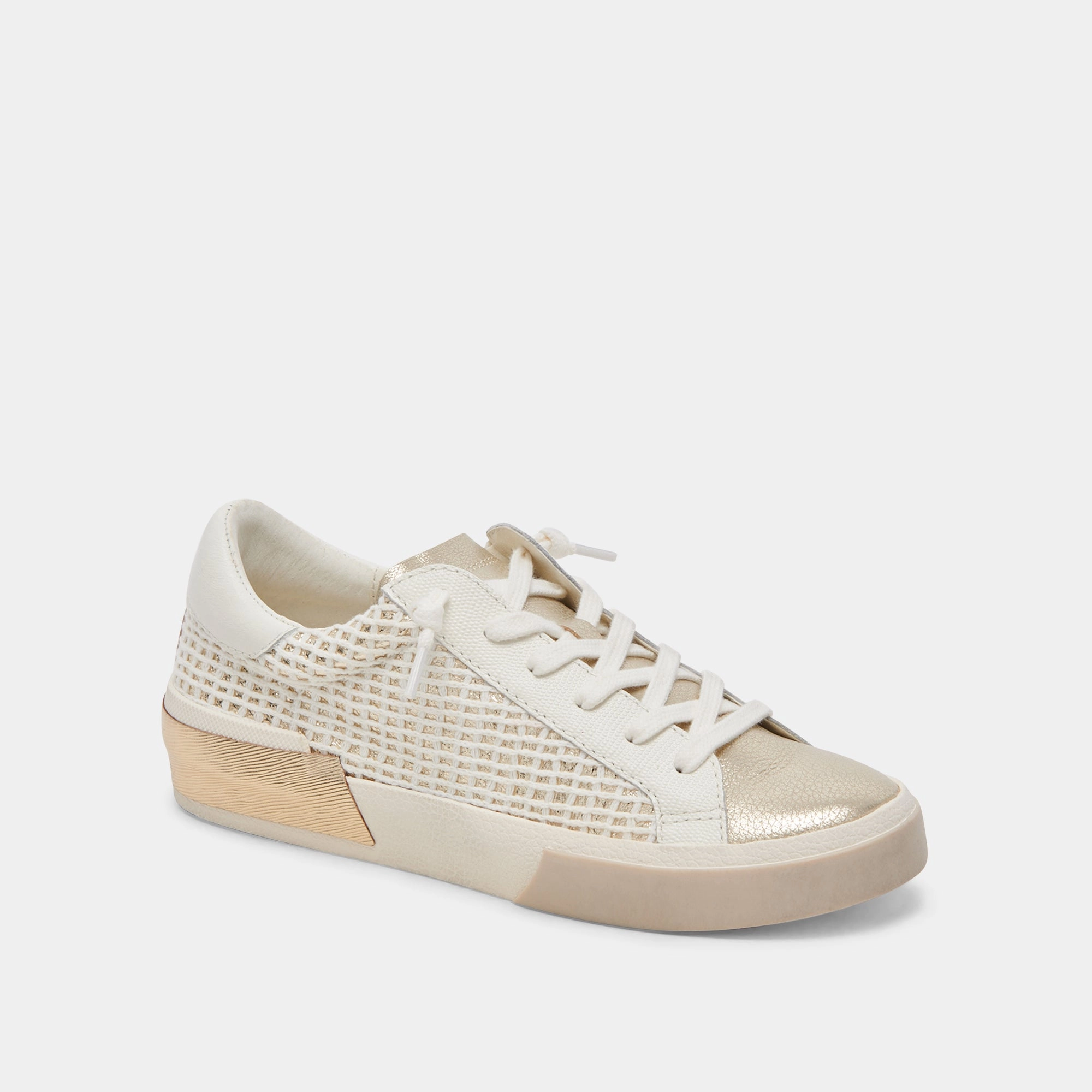 Low Top Style ZINA WIDE SNEAKERS BONE GOLD WOVEN