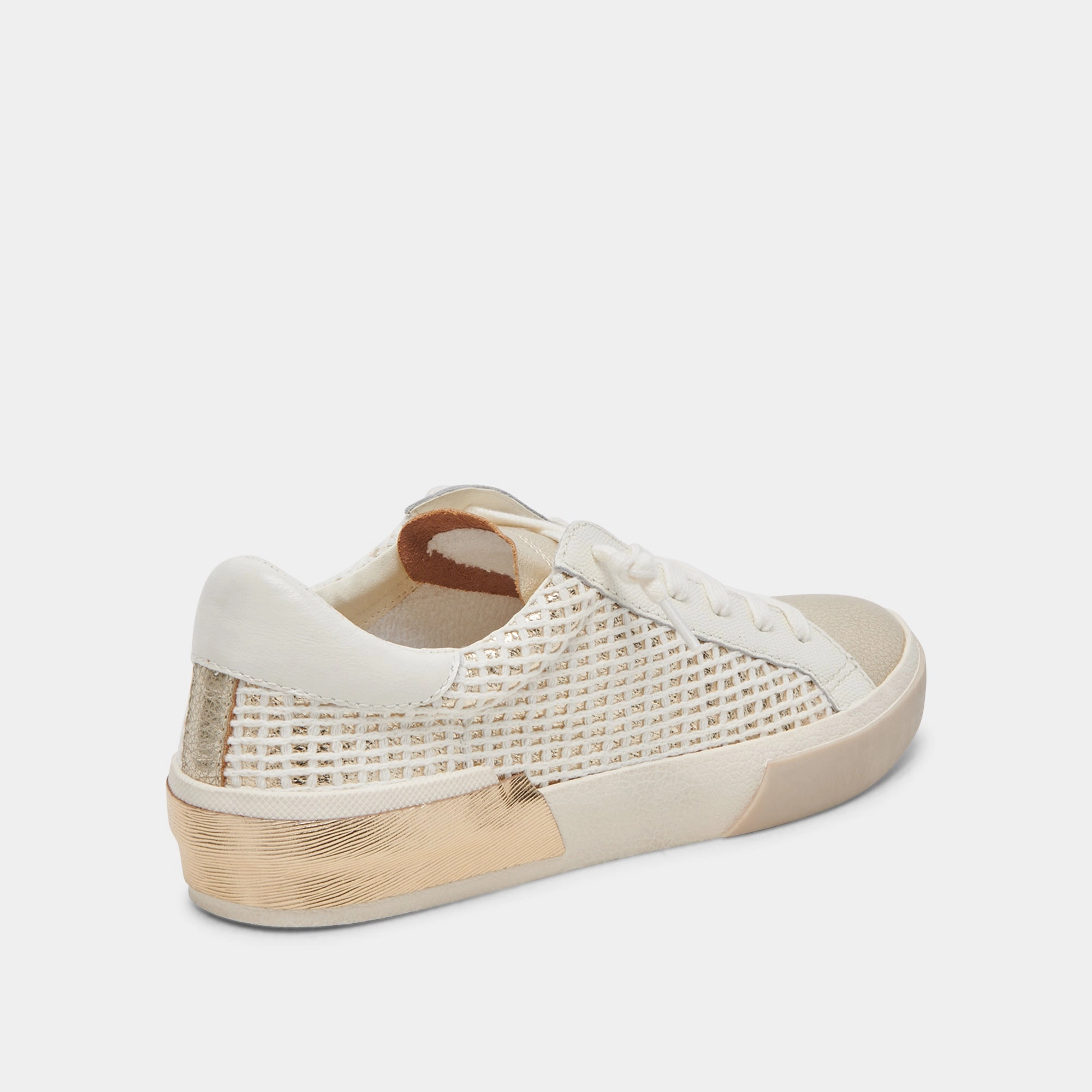Padded look Performance Oriented ZINA WIDE SNEAKERS BONE GOLD WOVEN